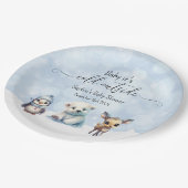 冬の動物が赤ちゃんシャワーの外で寒い ペーパープレート (アングル)