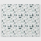 冬の動物と森のクリスマス ラッピングペーパー (フラット)