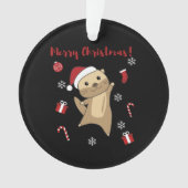 冬の動物のオッタークリスマス雪 オーナメント (正面)