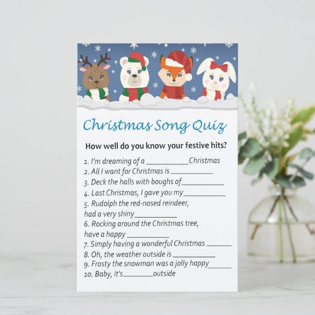 冬の動物のクリスマスソングのクイズゲーム (スタンド正面)