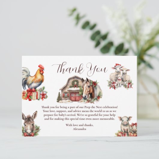 冬の動物のクリスマス サンキューカード (スタンド正面)