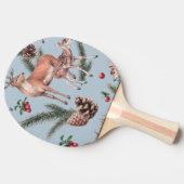 冬の動物のスケッチ、青い背景。 卓球ラケット (横)