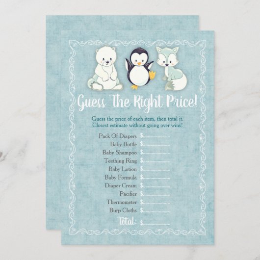 冬の動物のベビーは、正しい価格ゲームを推測 (正面/裏面)