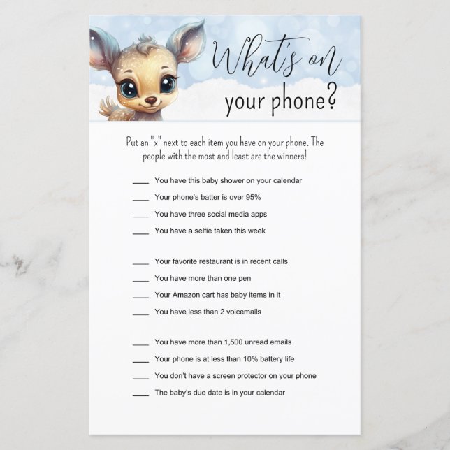 冬の動物のベビー冷たい外の赤ちゃんシャワーゲーム (正面)