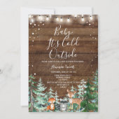 冬の動物のベビー外の赤ちゃんシャワーが寒い 招待状 (正面)