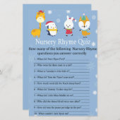 冬の動物の子供部屋韻クイズ赤ちゃんシャワーゲーム (正面/裏面)