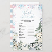 冬の動物の性別が単語のスクランブルを明らかにする (正面/裏面)