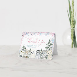 冬の動物の性別が彼または彼女を明らかにする サンキューカード