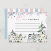 冬の動物の性別が雪の結晶を明らかにするアドバイスカード エンクロージャーカード (正面/裏面)