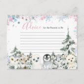 冬の動物の性別が雪の結晶を明らかにするアドバイスカード エンクロージャーカード (正面)