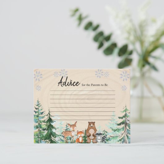 冬の動物の性別が雪の結晶を明らかにするアドバイスカード エンクロージャーカード (スタンド正面)