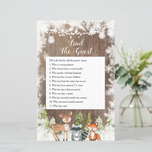 冬の動物の木の雪の結晶を見つけるゲストゲーム (スタンド正面)