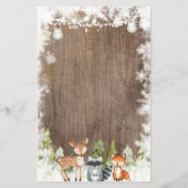 冬の動物の木の雪の結晶を見つけるゲストゲーム (裏面)