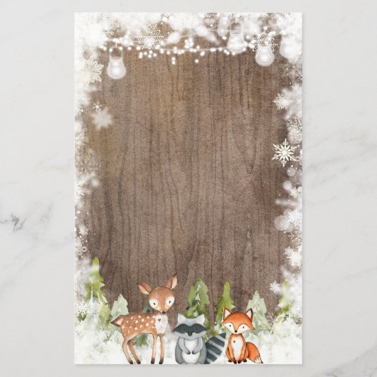 冬の動物の木の雪の結晶を見つけるゲストゲーム (裏面)