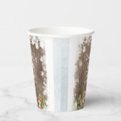 冬の動物の木の雪の結晶ベビーシャワー 紙コップ (右)