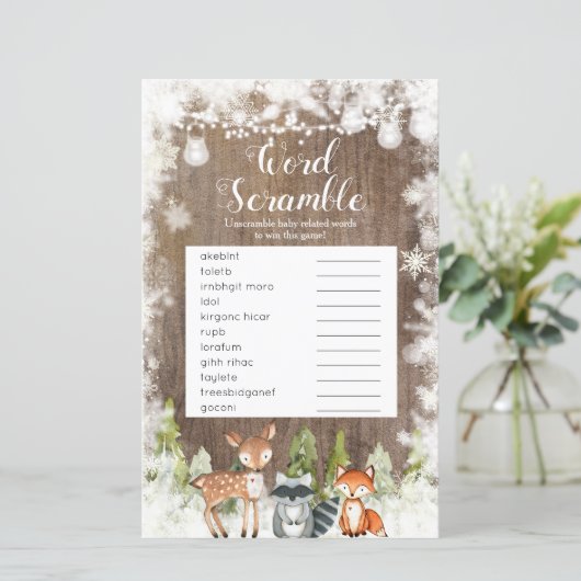 冬の動物の木の雪の結晶ワードスクランブル (スタンド正面)