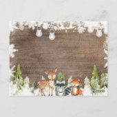 冬の動物の木の雪片の本ベビー ポストカード (裏面)