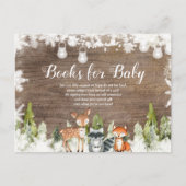 冬の動物の木の雪片の本ベビー ポストカード (正面)