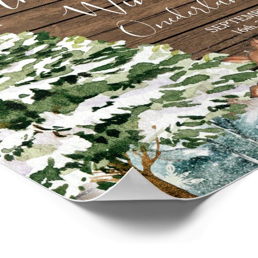 冬の動物の木の雪片ONEderland誕生日 ポスター (角)