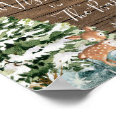 冬の動物の森の赤ちゃんシャワーベビー ポスター (角)