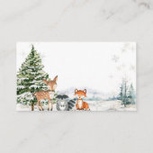 冬の動物の森の雪片おむつラッフル エンクロージャーカード (裏面)