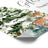 冬の動物の森の雪片カードとギフト ポスター (角)