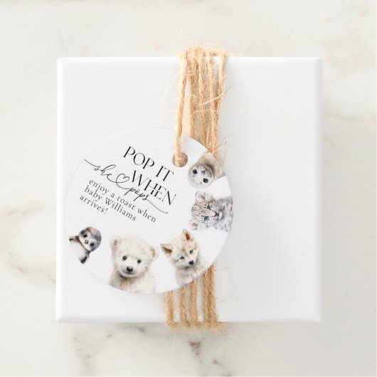 冬の動物の男女兼用ポップ赤ちゃんシャワー フェイバータグ (インサイチュ)