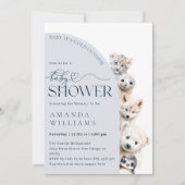 冬の動物の男女兼用男の赤ちゃんシャワー 招待状 (正面)
