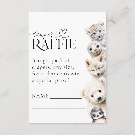 冬の動物の赤男女兼用ちゃんシャワー エンクロージャーカード (正面)