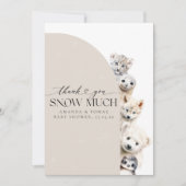 冬の動物の赤男女兼用ちゃんシャワー サンキューカード (正面)