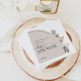 冬の動物の赤男女兼用ちゃんシャワー スタンダードカクテルナプキン