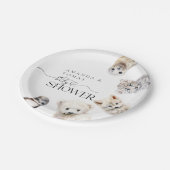 冬の動物の赤男女兼用ちゃんシャワー ペーパープレート (アングル)