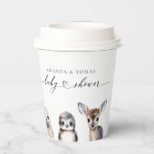 冬の動物の赤男女兼用ちゃんシャワー 紙コップ (裏面)