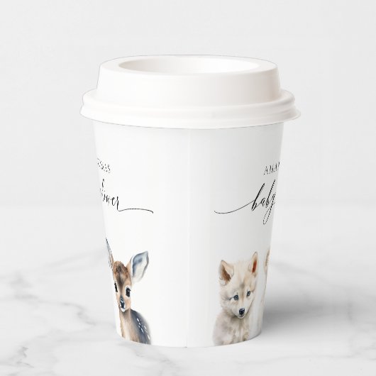 冬の動物の赤男女兼用ちゃんシャワー 紙コップ (右)