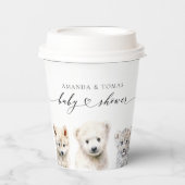 冬の動物の赤男女兼用ちゃんシャワー 紙コップ (正面)