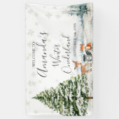 冬の動物の銀の雪片ベビーシャワー大 横断幕 (縦)