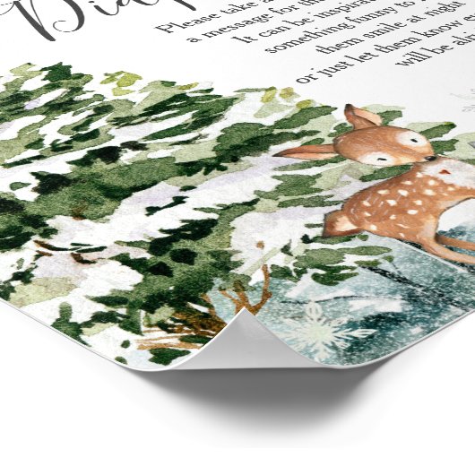 冬の動物の雪が夜遅くのおむつ ポスター (角)