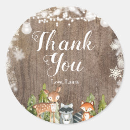 冬の動物の雪の結晶ベビーシャワーありがとう ラウンドシール