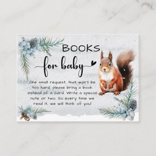 冬の動物の雪の赤ちゃんシャワー本ベビー エンクロージャーカード (正面)