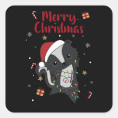 冬の動物をスカンククリスマススススカンク スクエアシール (正面)