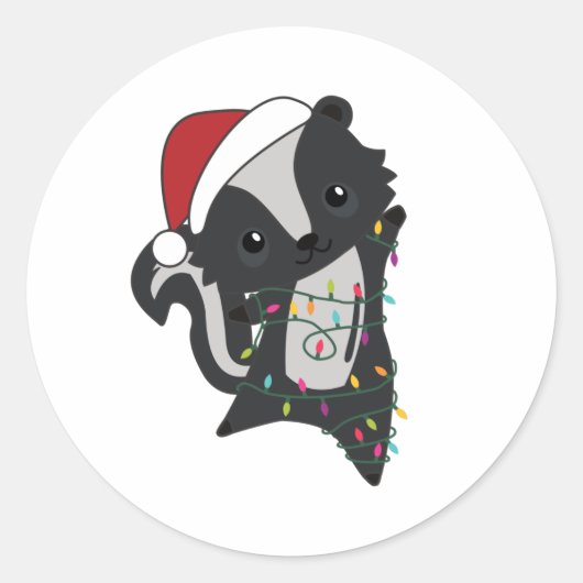 冬の動物をスカンククリスマススススカンク ラウンドシール (正面)