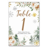 冬の動物ウッドランドテーブル番号赤ちゃんシャワー テーブルナンバー (裏面)