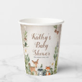 冬の動物ウッドランドホワイトフローラ赤ちゃんシャワー 紙コップ (裏面)