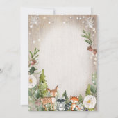 冬の動物ウッドランドボーイ赤ちゃんシャワー 招待状 (裏面)