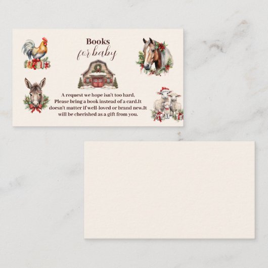 冬の動物クリスマスブックスベビー エンクロージャーカード (正面/裏面)