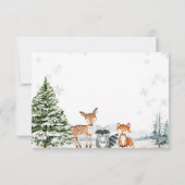 冬の動物シルバースノーフレークベビーシャワーRSVP サンキューカード (裏面)