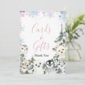 冬の動物ジェンダーがカードとギフトを明らかにする サンキューカード (スタンド正面)