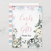 冬の動物ジェンダーがカードとギフトを明らかにする サンキューカード (正面/裏面)