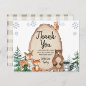 冬の動物ジェンダーが彼または彼女のウッドランドThaを明らかにする サンキューカード (正面/裏面)