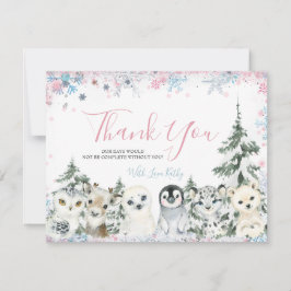 冬の動物ジェンダーが雪片を明かす サンキューカード